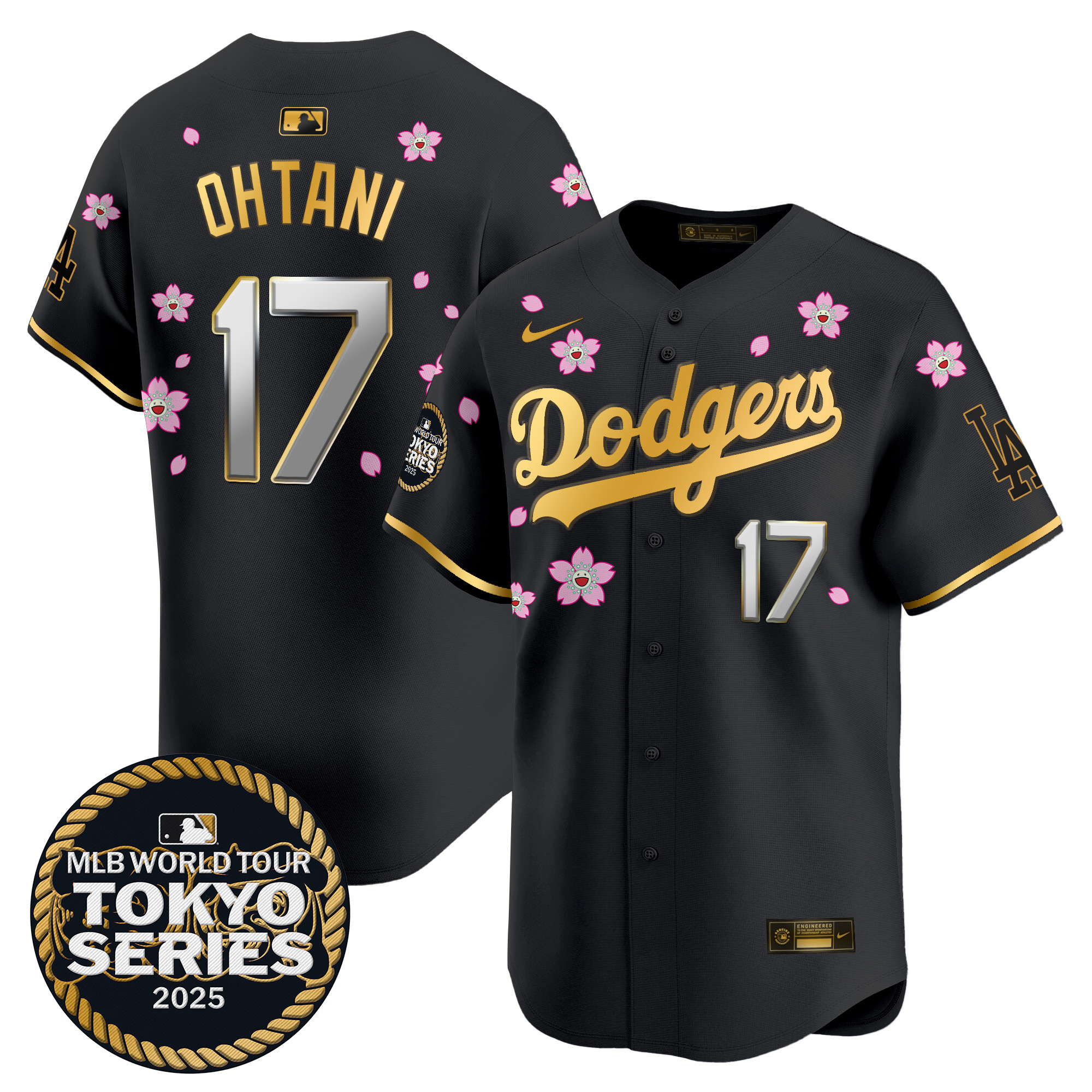 Men Los Angeles Dodgers #17 Ohtani Tokyo Series black Limited Stitched 2025 Jersey style 3